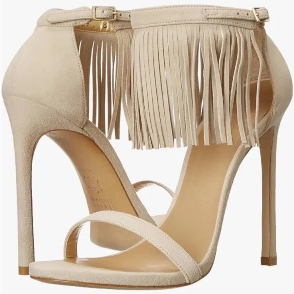 Stuart Weitzman Cream Fringe Heels